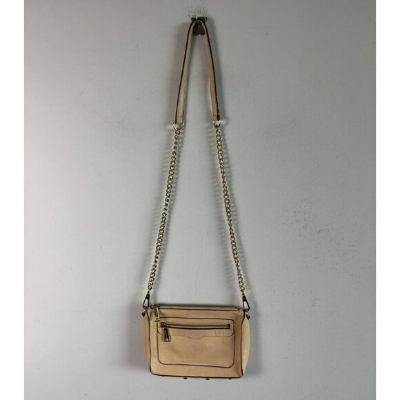 Rebecca Minkoff Avery Crossbody Bag Beige Leather Gold Chain Strap Small Purse - Picture 6 of 8